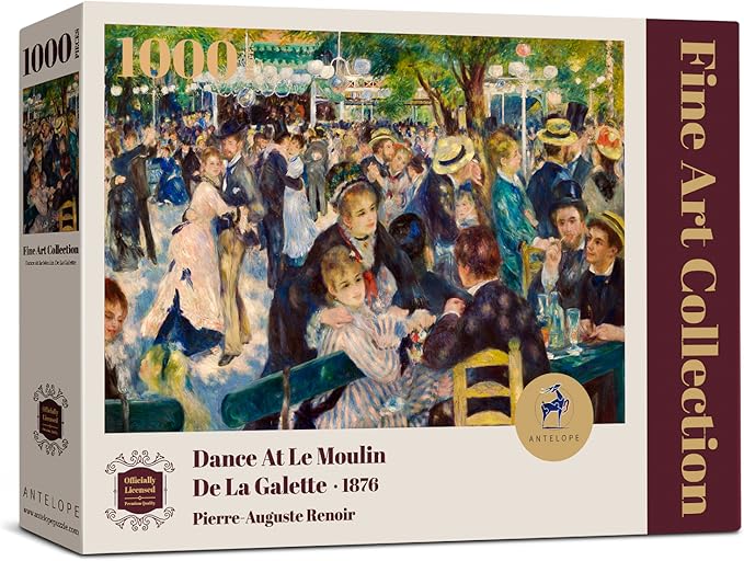 Antelope 1000 Pieces Dance at le Moulin de la Galette Puzzle, High Resolution, Matte Finish, Smooth Edging, No Dust, Cardstock, Intermediate, All Age, 29.5 x 20.5in