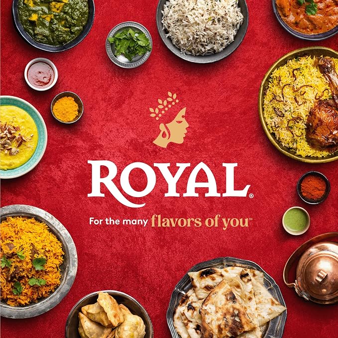Royal Basmati Rice - Authentic Long Grain White Basmati Rice - 15 lb Bag | Perfect for Biryanis, Pilafs & Curries - Cook in Microwave or on Stove Top
