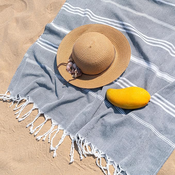 Aegero Turkish Beach Towel, 36"x71" Quick Dry Sand Free Oversized Bath Pool Swim Towel, Lightweight Travel Turkish Towels Vacation Essentials, Yellow
