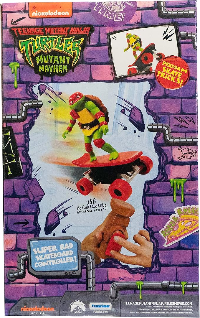 Teenage Mutant Ninja Turtles Toy, Raphael Half Pipe RC Skate Vehicle with Tricks, 2.4 GHz Remote Control TMNT Ninja Turtle Toy, Mutant Mayhem, Ages 5+