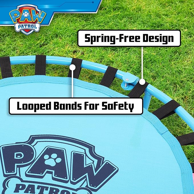PAW Patrol Indoor Mini Trampoline with Handle for Toddlers, Features Everest, Chase, Marshall, Skye and Rubble, Multi
