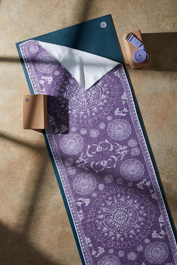 Manduka Yogitoes Hot Yoga Mat Towel - 71" | Moisture Activated Grip | Patented Silicone Nubs | Highly Absorbent, Durable & Easy Care | Made from Recycled Materials | 71 x 24 Inches | Geija Purple