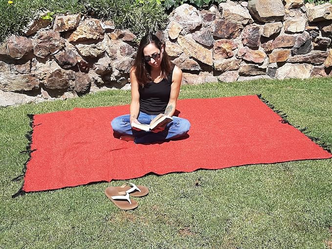 Open Road Goods Solid Color Mexican Yoga Blanket – Large Handwoven Throw for Yoga, Beach, Camping or Home – Soft and Durable Cotton Blend