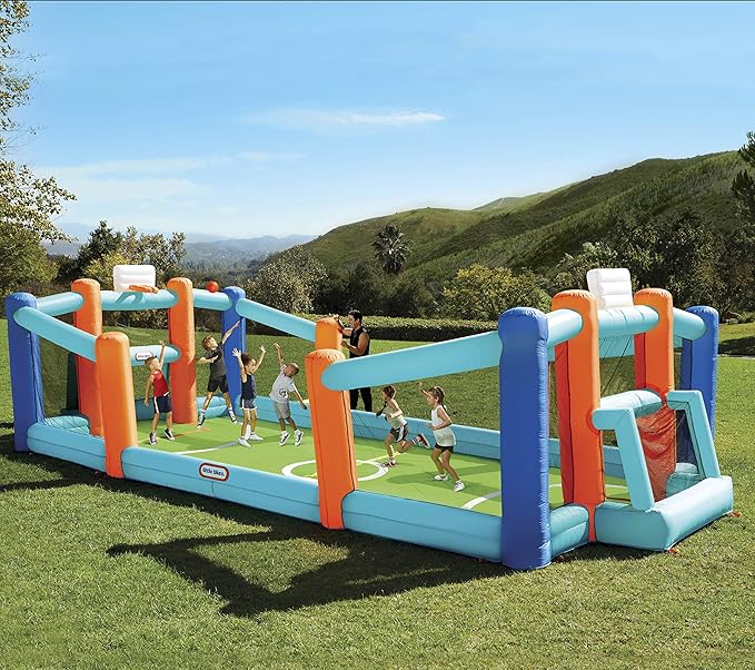 Little Tikes Huge Inflatable Backyard Soccer & Basketball Court for Multiple Kids, Blower with GFCI Plug