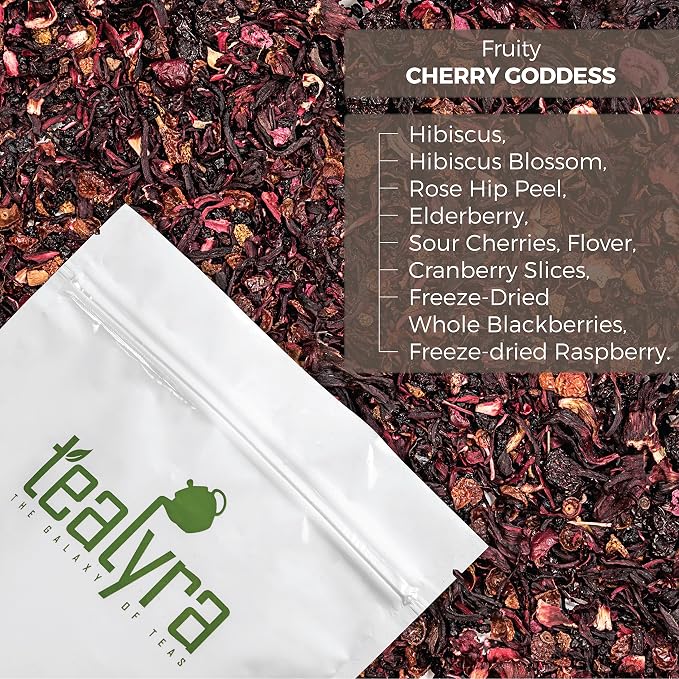 Tealyra - Cherry Goddess - Fruity Herbal Loose Leaf Tea - Caffeine-Free - Vitamin Rich - Hot or Iced Drink - 110g (4-ounce)