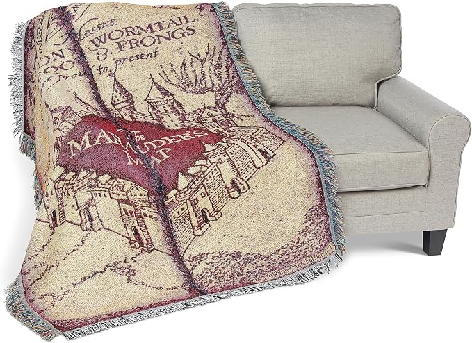 NORTHWEST Harry Potter Woven Tapestry Throw Blanket, Designer Home Décor, Modern, Unique Gift, 48" x 60", Marauder's Map (Pack of 6)
