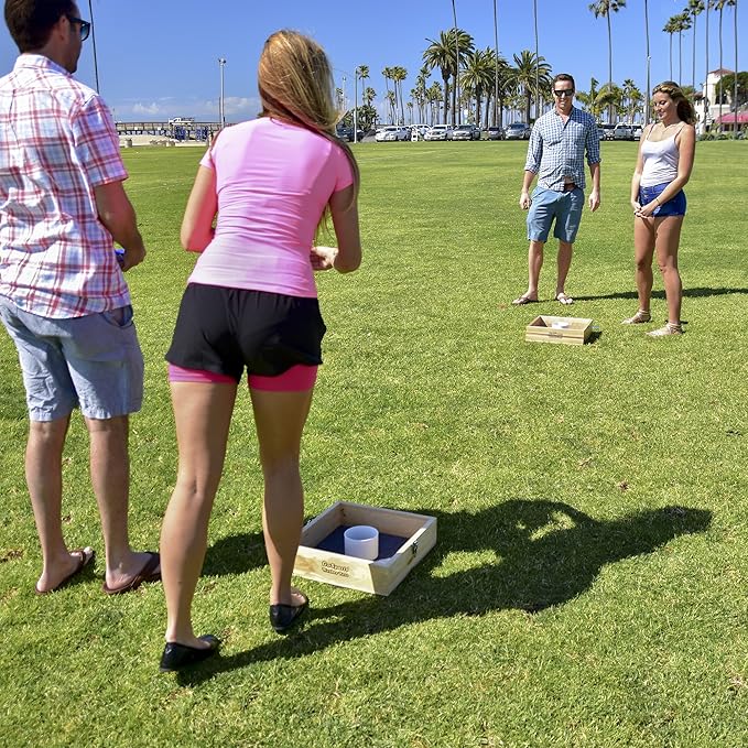 GoSports Premium Birch Wood Washer Toss Game - Portable Set Includes 2 Targets and 8 Washers - For Backyard and Outdoor Acitivies for Family and Adults