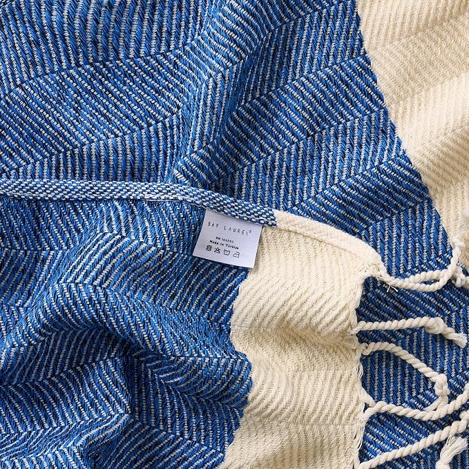 BAY LAUREL Turkish Hand Towel – Pack of 2 | Soft & Absorbent Decorative Towels for Bathroom, Hand, Face, Hair, Gym, Yoga, SPA, Kitchen & Tea | Boho Decor (Royal, Herringbone 15x26 Inches (Set of 2)