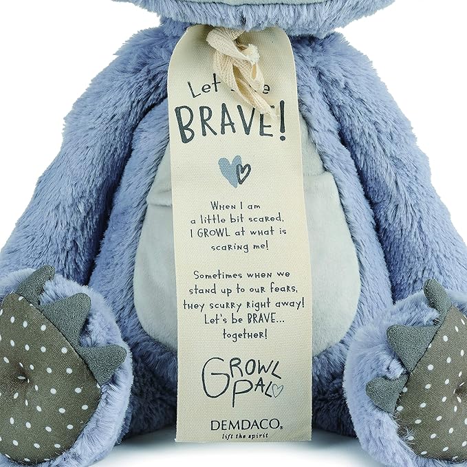 Growl Pal Let's Be Brave Polka Dot Purple 16 inch Plush Fabric Figure Toy