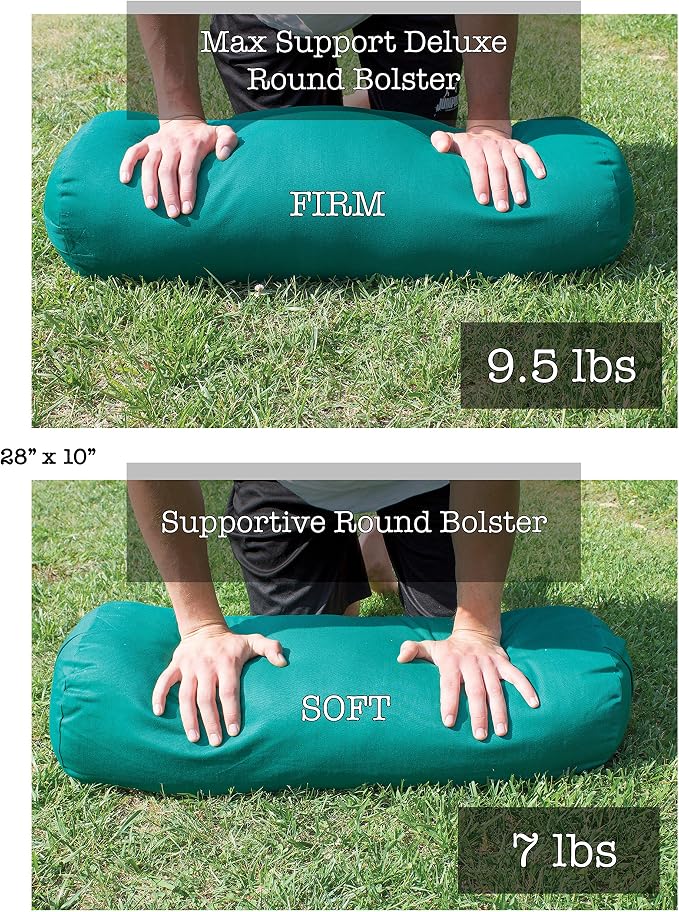 YogaAccessories MAX Support Deluxe Round Cotton Yoga Bolster