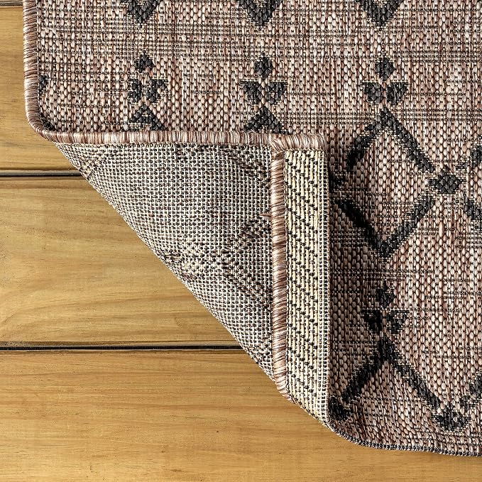 JONATHAN Y Moroccan Geometric Indoor Outdoor Round Area Rug 3 Ft Natural/Black, Ourika Textured Weave for Backyard, Patio, Porch, Easy-Cleaning, High Traffic Pet-Friendly, Non-Shedding SMB108D-3R