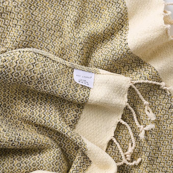 BAY LAUREL Turkish Hand Towel – Pack of 2 | Soft & Absorbent Decorative Towels for Bathroom, Hand, Face, Hair, Gym, Yoga, SPA, Kitchen & Tea | Boho Decor (Yellow, Diamond 15x26 Inches (Set of 2)