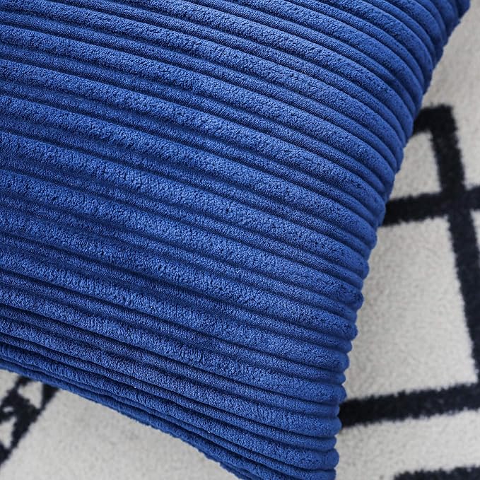 UGASA Soft Velvet Solid Square Decorative Pillow Cover Handmade Pillowcase with Hidden Zipper, 2 Packs, 20x20 inch, Navy Blue