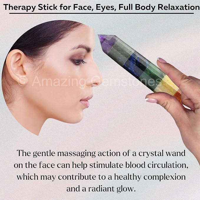 Amazing Gemstone Large Chakra Crystal Wand Massage Stick - Pelvic Wand Gua Sha for Adults - Crystals and Healing Stones Massage Wands for Adults Gifts (Pointed)