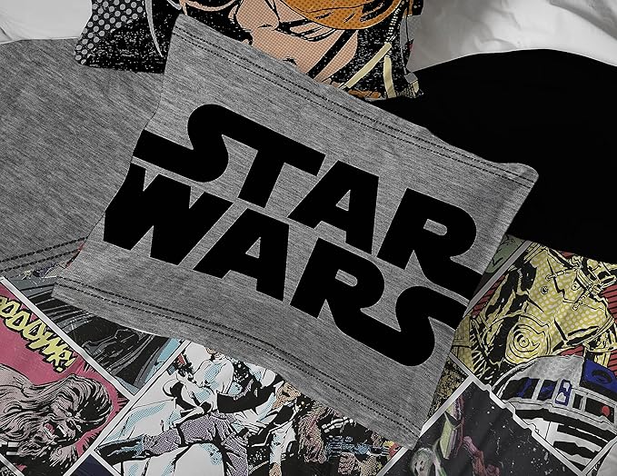 Jay Franco Star Wars Comic Queen Comforter & Sham Set - Kids Super Soft Bedding - Fade Resistant Microfiber (Official Star Wars Product)