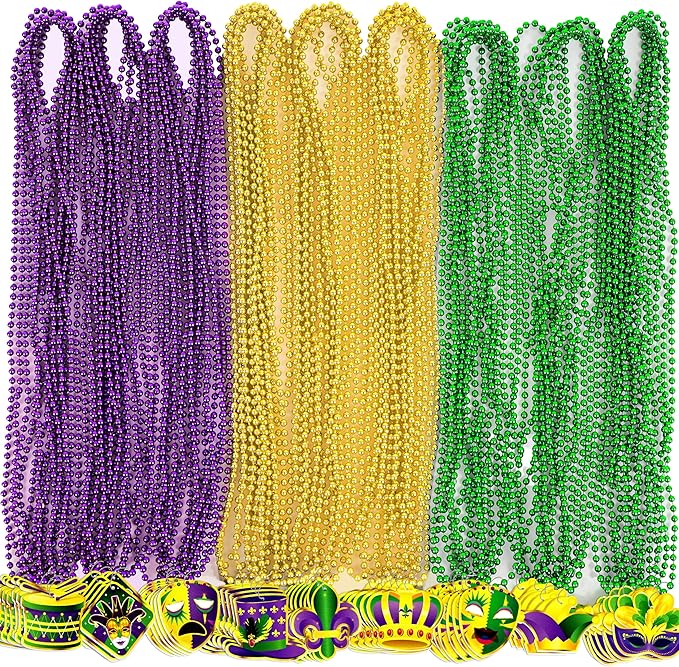 Moon Boat 72PCS Mardi Gras Felt Beads Bulk Carnival Accessories for Party Favors Decorations Festival Parades