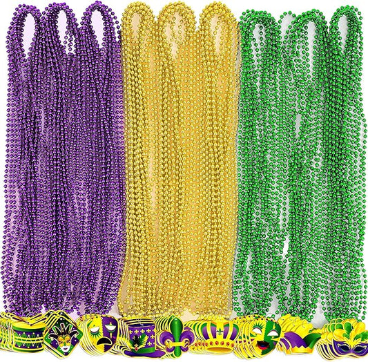 Moon Boat 72PCS Mardi Gras Felt Beads Bulk Carnival Accessories for Party Favors Decorations Festival Parades