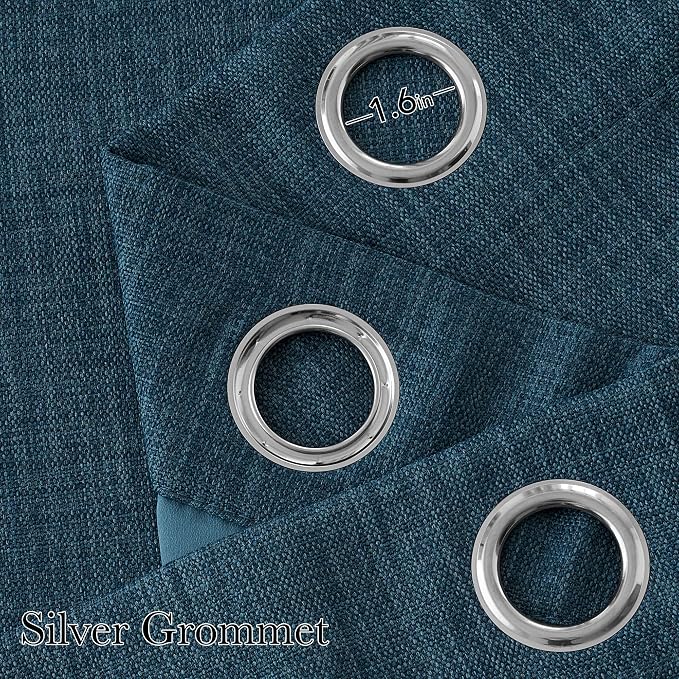 NICETOWN Faux Linen Stone Blue Blackout Curtains 84 inches Long for Living Room - Privacy Panels for Bedroom, Modern Farmhouse Style Easy Care Grommet Top, 2 Panels, W52 by L84