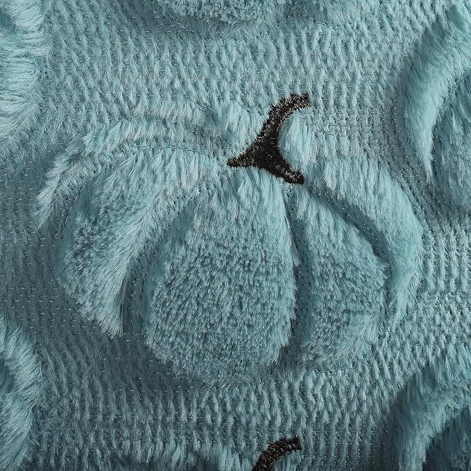 Fall Pumpkins Decorative Pillow Covers 18x18 Set of 2, Light Blue Soft Plush Faux Fur Wool Farmhouse Throw Cushion Cases for Autumn Thanksgiving Holiday Home Decorations
