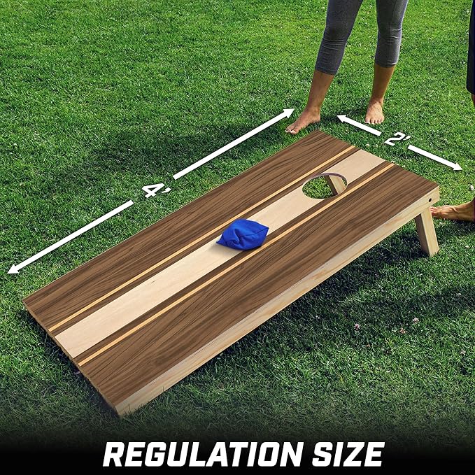 GoSports 4 x 2 ft Regulation Size Wood Cornhole Boards - 10 Vintage Wood Designs (Choose Your Style)
