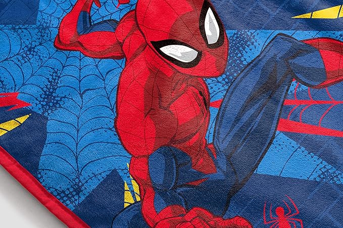 Jay Franco Marvel Spiderman Plush Throw Blanket 46" x 60" Soft & Cozy Fleece Kids Blanket for Boys, Lightweight, Officially Licensed, Machine Washable, Blue