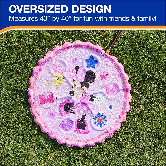 SwimWays Minnie Mouse Splash Mat, Kids Splash Pad, Outdoor Toys, Disney Pool Party Supplies and Water Toys for Kids Ages 1 & Up