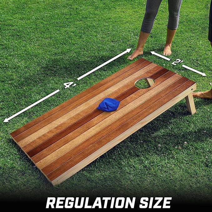 GoSports 4 x 2 ft Regulation Size Wood Cornhole Boards - 10 Vintage Wood Designs (Choose Your Style)