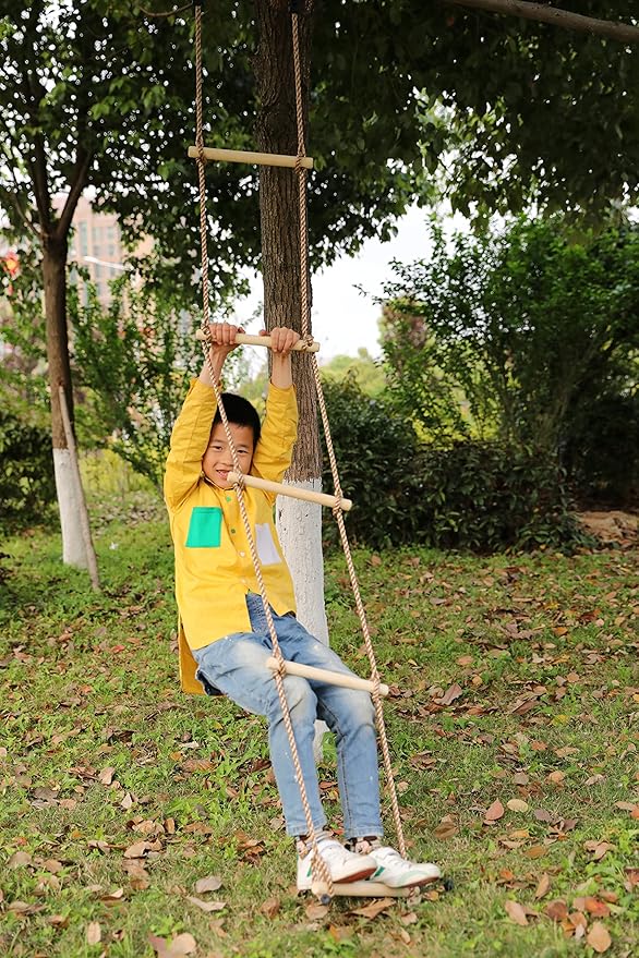 PLAYBERG 5 Step Climbing Wooden Rope Ladder