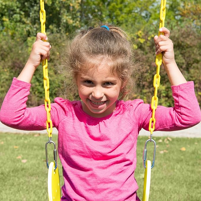 Swing-N-Slide WS 5101 2 Pack of Yellow Swing Seats with Ring/Trapeze Combo Swing Swing Set Refresher Bundle, Yellow