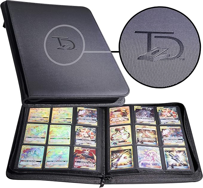TopDeck 500 Card Ringless Zip Binder Pro - 9-Pocket Pages Side Load Sleeve TCG Storage Portfolio, Compatible with Pokemon, Yu-Gi-Oh, One Piece, MTG, Comic Trading Collectible Cards - Black