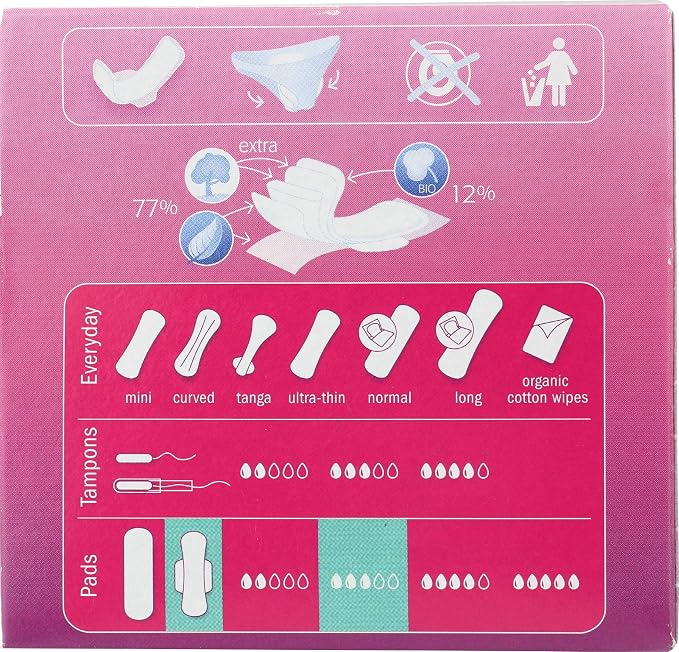 Natracare Ultra Extra Pads with Wings, Regular, Individually Wrapped, Made with Certified Organic Cotton, Ecologically Certified Cellulose Pulp and Plant Starch (1 Pack, 12 Pads Total)