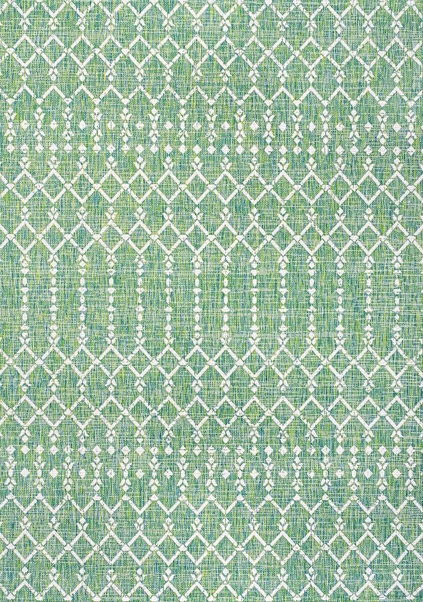 JONATHAN Y Moroccan Geometric Indoor Outdoor Area Rug 9X12 Green/Cream, Ourika Textured Weave for Backyard, Patio, Porch, Easy-Cleaning, High Traffic, Pet-Friendly, Non-Shedding (SMB108L-9)