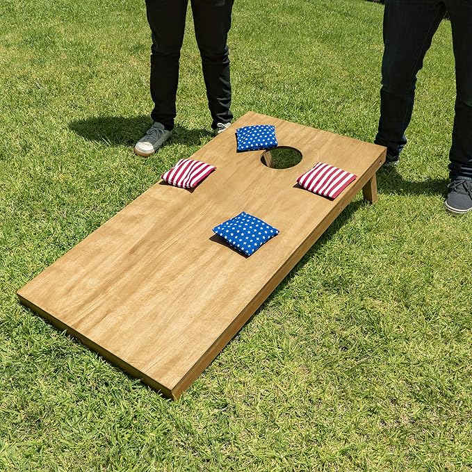 GoSports 4 ft x 2 ft Regulation Size Wooden Cornhole Boards Set with Light Brown Finish - Includes Carrying Case (Choose Your Colors)