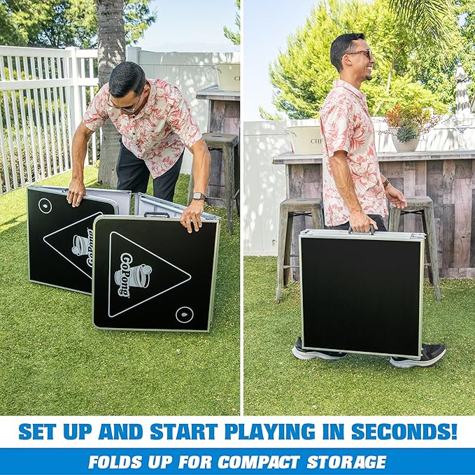 GoPong 8 Foot Portable Beer Pong/Tailgate Tables (Black, Football, American Flag, or Custom Dry Erase)