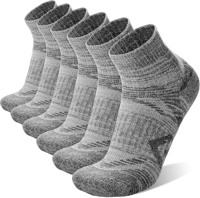 ANTSANG 6 Pairs Merino Wool Quarter Ankle Hiking Running Socks Compression Thermal Thick Cushion Socks for Women Men