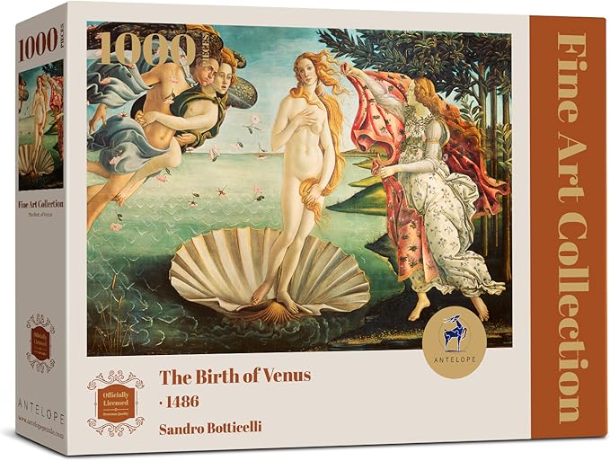 Antelope - 1000 Piece Puzzle for Adults, Birth of Venus Jigsaw Puzzles 1000 Pieces, Sandro Botticelli Officially Licensed, High Resolution, Matte Finish, Smooth Edging, No Dust