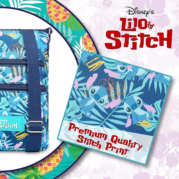 Disney Stitch Girls Purse Cross Body Bag for Kids Teens Women Shoulder Bag with Adjustable Strap Fashion Handbag Stitch Gifts (Dark Blue, Stitch)