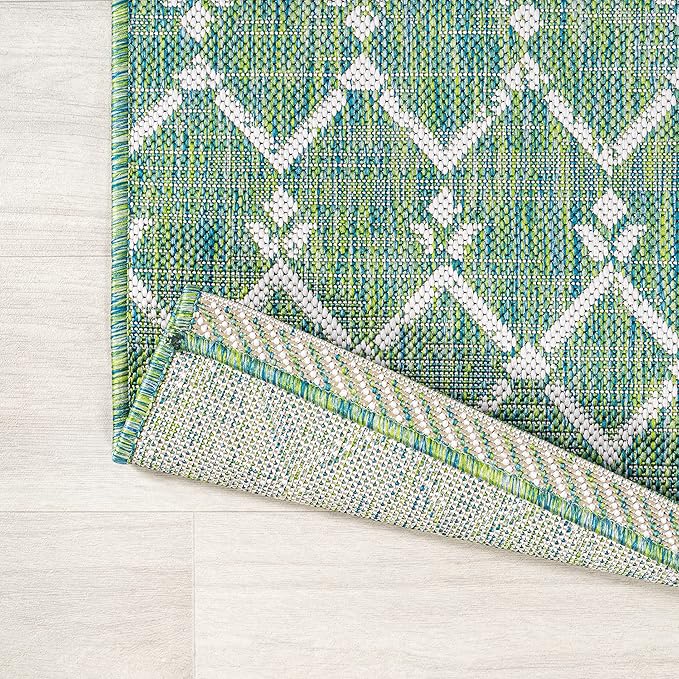 JONATHAN Y Moroccan Geometric Indoor Outdoor Area Rug 9X12 Green/Cream, Ourika Textured Weave for Backyard, Patio, Porch, Easy-Cleaning, High Traffic, Pet-Friendly, Non-Shedding (SMB108L-9)