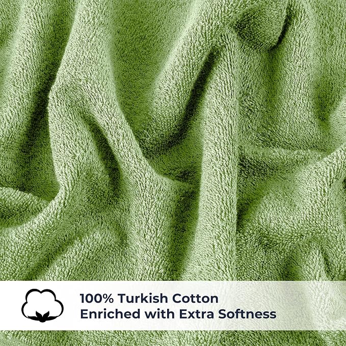 NUKURA 12” x 40” Gym Sweat Towel, 450 GSM, 100% Cotton, High Absorbency, Extra Soft & Quick Dry Workout, Yoga, Fitness, Pickleball, Running Neck Towel – Sage Green
