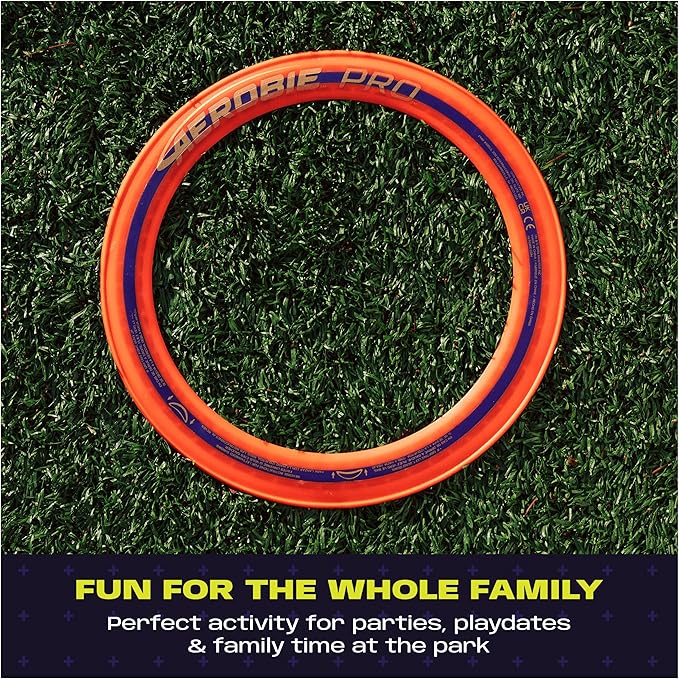 Aerobie Pro Ring Outdoor Flying Disc, Flying Ring for Kids Parties and Backyard Games, Teen Boys Gift Ideas, Kids Toys for Ages 5 & Up, Orange, 14