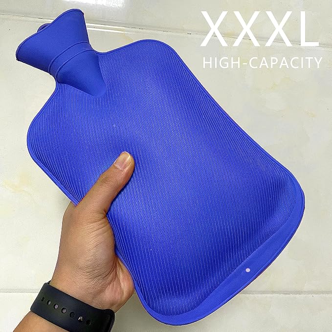 2 L Enema Bag Home Enema Kit with 3 Enema Tips,60 inch Long Silicone Hose, Controlable Water Flow Valve, Hot-Water Bottle for Colon Cleansing Enemas for Women/Men（Blue）