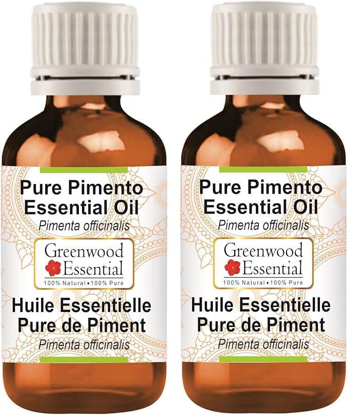 Greenwood Essential Pure Pimento Essential Oil (Pimenta officinalis) Steam Distilled (Pack of Two) 100ml X 2 (6.76 oz)