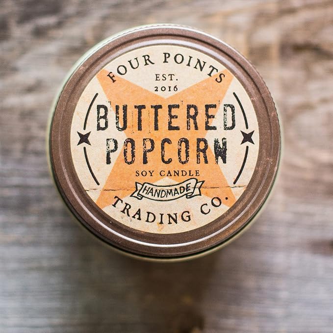 Buttered Popcorn 4 Oz Scented Soy Aromatherapy Candle w/Jar