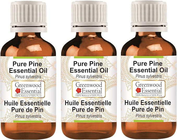 Greenwood Essential Pure Pine Essential Oil (Pinus sylvestris) Steam Distilled (Pack of Three) 100ml X 3 (10.1oz)