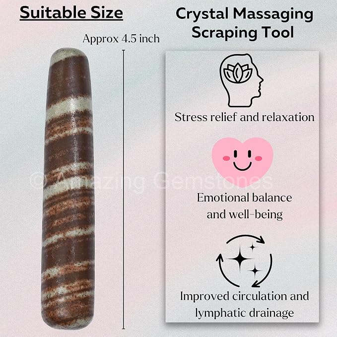 Amazing Gemstone Narmada Stone Crystal Wand Massage Stick - Pelvic Wand Gua Sha for Adults - Crystals and Healing Stones Massage Wands for Adults Gifts (Smooth)