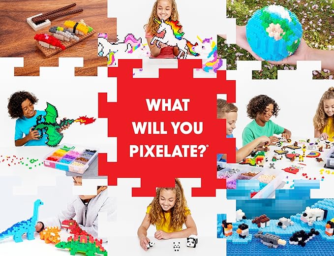 Pix Brix Pixel Art Puzzle Bricks - Dinosaur Series, Triceratops - Patented Building Brick Set to Recreate Your Favorite Dino, Includes 454 Pieces - Create 3D Builds Without Water, Iron or Glue